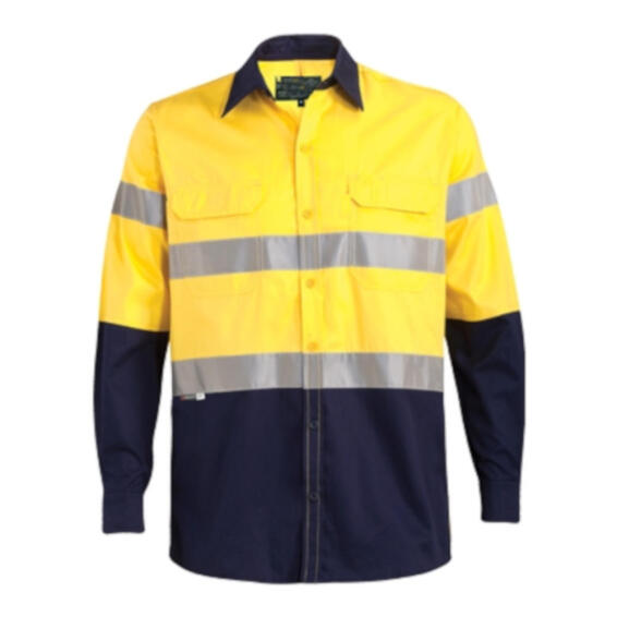 Safety Shirt Dromex Reflective Long Sleeve Vent Orange & Navy Size 2Xlarge