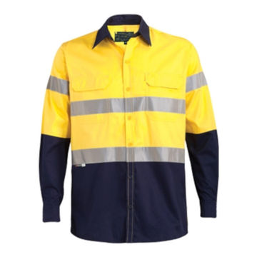 Safety Shirt Dromex Reflective Long Sleeve Vent Orange & Navy Size 2Xlarge