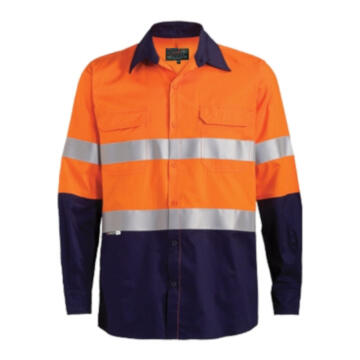 Safety Shirt Dromex Reflective Long Sleeve Vent Orange & Navy Size 3Xlarge