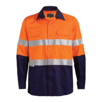 Safety Shirt Dromex Reflective Long Sleeve Vent Orange & Navy Size Large