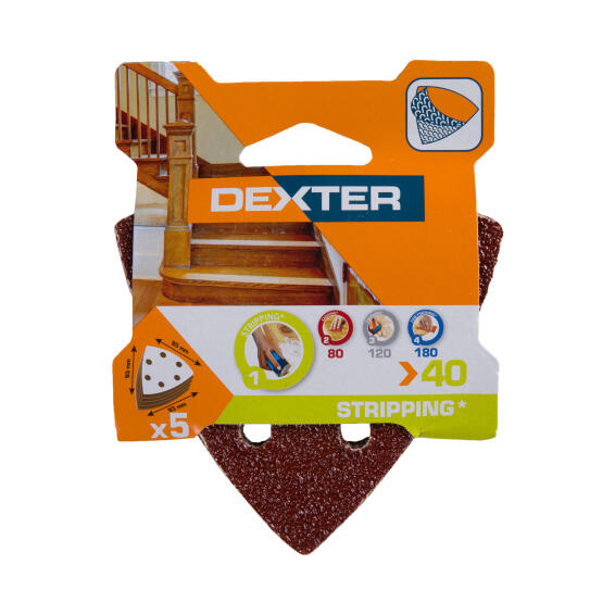 Delta sanding paper wood G40 DEXTER 5 pieces 93x93mm