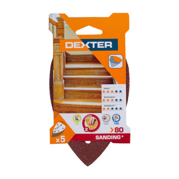 Delta sanding paper wood G80 DEXTER 5 pieces 140x98mm