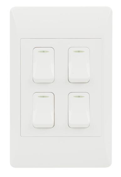Wall switch WACO white 4 lever 1 way 4x4