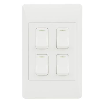 Wall switch WACO white 4 lever 1 way 4x4