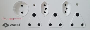 Multi-plug 1 schuko WACO white 3x3 & 2x2 pin