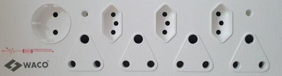 Multi-plug 1 schuko WACO white 4x3 & 3x2 pin