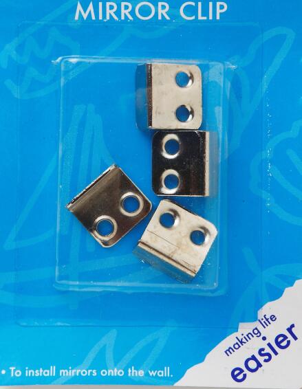 Mirror clip nickle plated 2 hole 4pc dejay