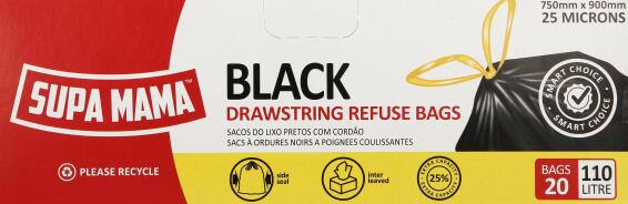 Super Mama Drawstring Refuse Bags 100L 20 Pack