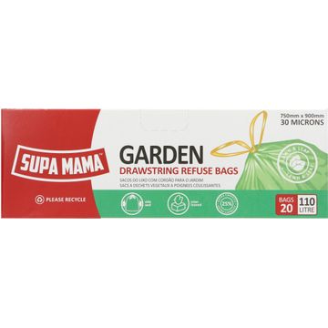 Refuse bags drawstring SUPA MAMA garden 110l x20