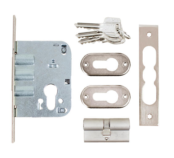 Roller bolt & 3-pin deadlock cylinder entry nickel 50mm MCM