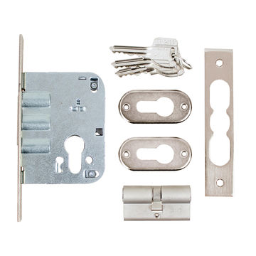 Roller bolt & 3-pin deadlock cylinder entry nickel 50mm MCM
