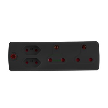 Schuko Multiplug with 3-pin Euro Socket and 2-pin Euro Socket Black