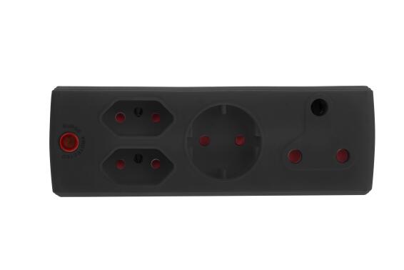 Schuko Multiplug with 3-pin Euro Socket and 2-pin Euro Socket White