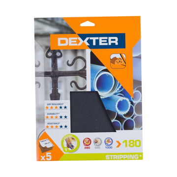 Water paper G180 metal / plastic DEXTER 5 pieces 230x280mm