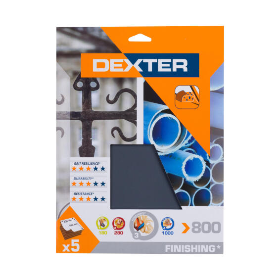 Water paper G800 metal / plastic DEXTER 5 pieces 230x280mm