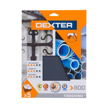 Water paper G800 metal / plastic DEXTER 5 pieces 230x280mm