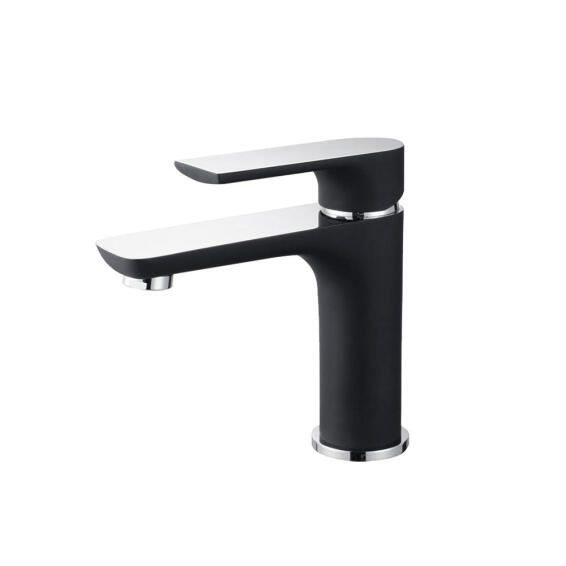 Basin Mixer Tap Short Bijiou Geneva Chrome Black