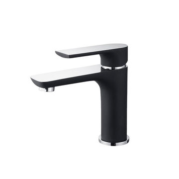 Basin Mixer Tap Short Bijiou Geneva Chrome Black
