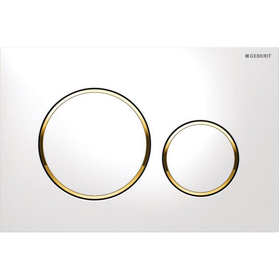 Geberit actuator plate Sigma20 for dual flush white, gold-plated