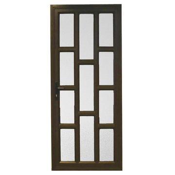 Aluminium door bronze staggered clear glass right hand opening W900 x H2100MM