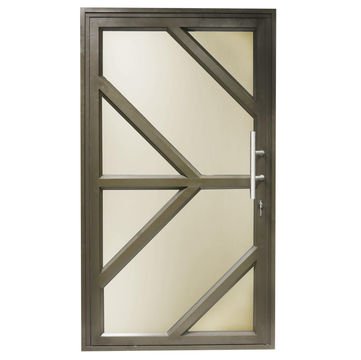 Aluminium door bronze angle pattern reflective glass left hand opening W1200 x H2100MM