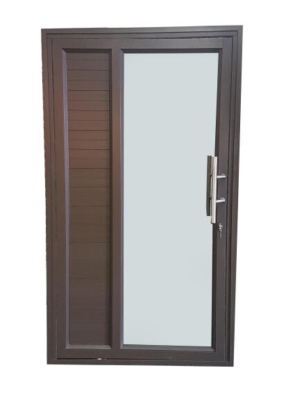Aluminium door bronze 1/3 cladding 2/3 glazing reflective glass left hand opening W1200 x H2100MM
