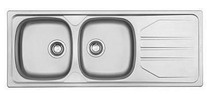 Franke kitchen sink nouveau nvn 621 double bowl single drainer stainless  steel l116cm x w46cm