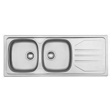 Franke kitchen sink nouveau nvn 621 double bowl single drainer stainless steel l116cm x w46cm