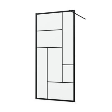 Sensea Studio Walk in Shower Screen With A Black Profile W100cmxH200cm