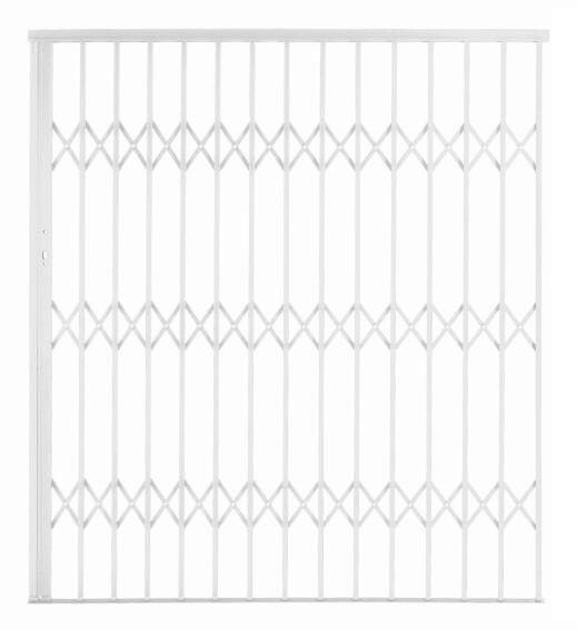 Alu-glide security gate type 25 2500(w)x1950-2150(h) white xpanda