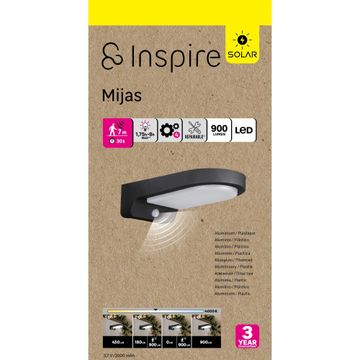 SOLAR WAL LAMP PIR LED 900LM CW INSP