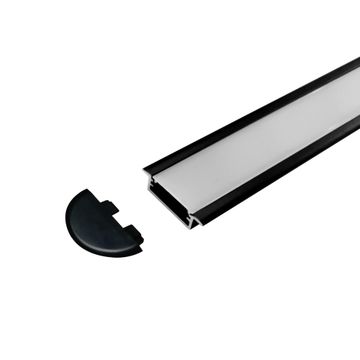 Recessed profile 2m alu black with acces