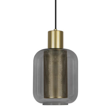 Pendant metal brass glass smoke e27x1