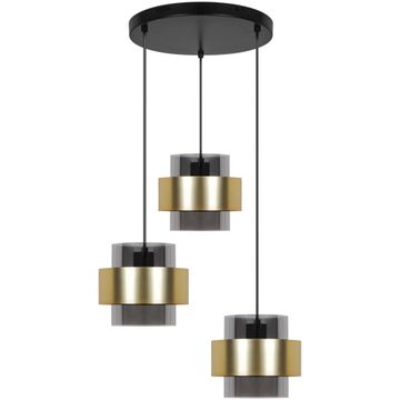 Inspire Croon Pendant metal golden glass blk e27x3