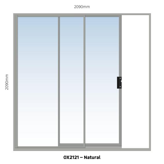 ALUMINIUM SLIDING DOOR NATURAL 1 PANE SLIDING W2100MM x H2100MM