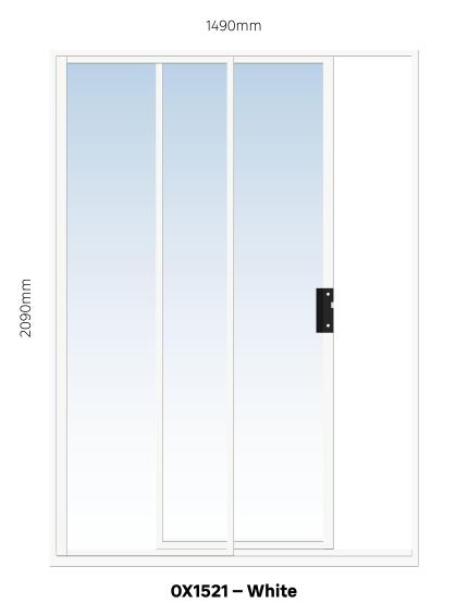 ALUMINIUM SLIDING DOOR WHITE 1 PANE SLIDING W1500MM x H2100MM