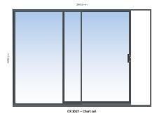 Aluminium sliding door charcoal 1 panel sliding W3000MM x H2100MM
