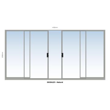 Aluminium sliding door natural 2 panel sliding W4200MM x H2100MM