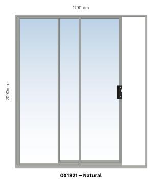  Aluminium Sliding Door 1 Side Opening  Natural-w1790xh2090mm