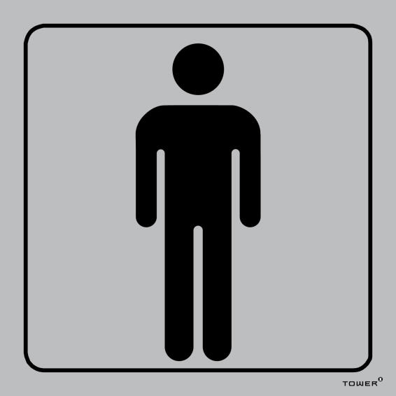 Mens toilet sign aluminium anodised tower 150x150mm