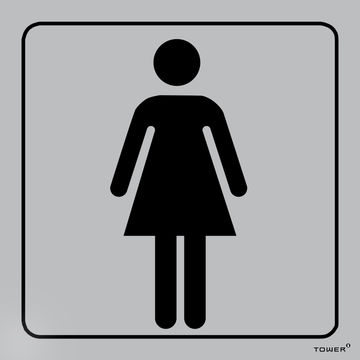 Ladies toilet sign aluminium anodised tower 150x150mm