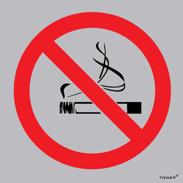 No smoking sign aluminium anodised tower 150x150mm