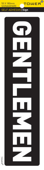 Gentlemen vertical self adhesive sign tower 50x180mm