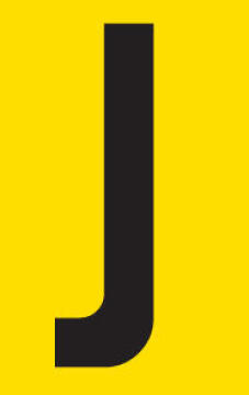 Letter J adhesive sign tower 55x90mm