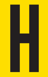 Letter H adhesive sign tower 55x90mm