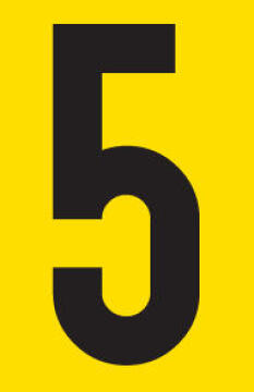 Number 5 adhesive sign tower 38x60mm