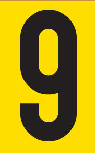 Number 9 adhesive sign tower 55x90mm