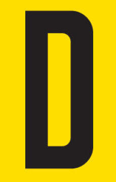 Letter D adhesive sign tower 55x90mm