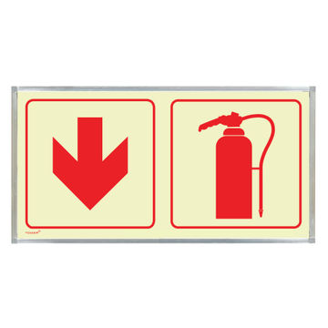 Fire extingusher & red arrow sign photoluminescent 380x190mm