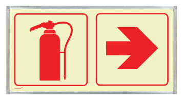 Fire extingusher & red arrow sign photoluminescent 380x190mm